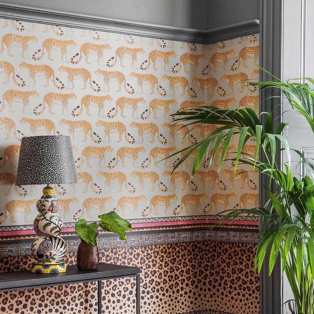 New Anthropologie Home Decor Cole & Son Leopard Oyster Wallpaper